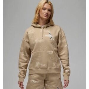 Nike Jordan Women's Cloud Hoodie 3X Beige Jumpman Pullover Parker Duncan New‎